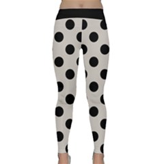 Polka Dots - Black On Abalone Grey Classic Yoga Leggings by FashionBoulevard