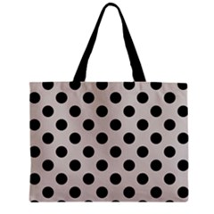 Polka Dots - Black On Abalone Grey Zipper Mini Tote Bag by FashionBoulevard