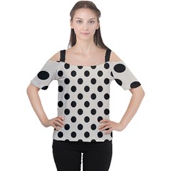 Polka Dots - Black On Abalone Grey Cutout Shoulder Tee