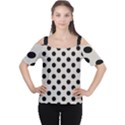 Polka Dots - Black On Abalone Grey Cutout Shoulder Tee View1