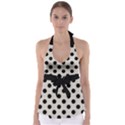 Polka Dots - Black On Abalone Grey Babydoll Tankini Top View1