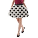 Polka Dots - Black On Abalone Grey A-Line Pocket Skirt View1