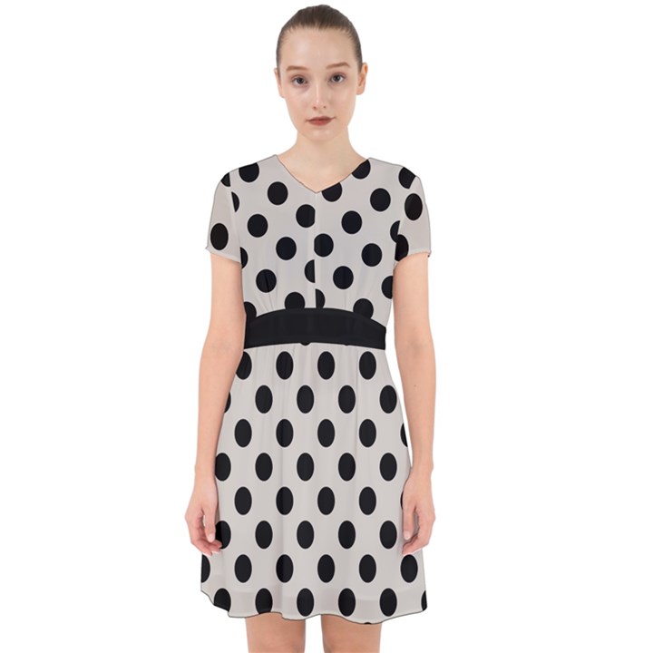 Polka Dots - Black On Abalone Grey Adorable in Chiffon Dress