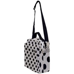 Polka Dots - Black On Abalone Grey Crossbody Day Bag by FashionBoulevard