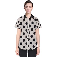 Polka Dots - Black On Abalone Grey Women s Short Sleeve Shirt