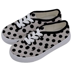 Polka Dots - Black On Abalone Grey Kids  Classic Low Top Sneakers by FashionBoulevard