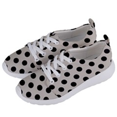 Polka Dots - Black On Abalone Grey Women s Lightweight Sports Shoes by FashionBoulevard