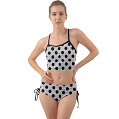 Polka Dots - Black On Abalone Grey Mini Tank Bikini Set by FashionBoulevard