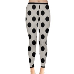 Polka Dots - Black On Abalone Grey Inside Out Leggings by FashionBoulevard