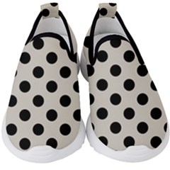 Polka Dots - Black On Abalone Grey Kids  Slip On Sneakers by FashionBoulevard