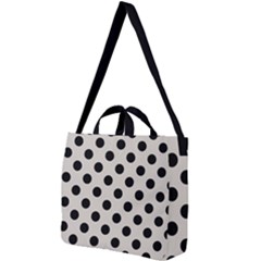 Polka Dots - Black On Abalone Grey Square Shoulder Tote Bag by FashionBoulevard