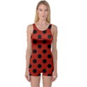 Polka Dots - Black On Apple Red One Piece Boyleg Swimsuit View1