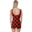 Polka Dots - Black On Apple Red One Piece Boyleg Swimsuit View2