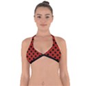 Polka Dots - Black On Apple Red Halter Neck Bikini Top View1