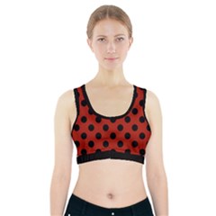 Polka Dots - Black On Apple Red Sports Bra With Pocket by FashionBoulevard