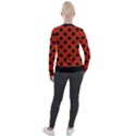 Polka Dots - Black On Apple Red Velour Zip Up Jacket View2