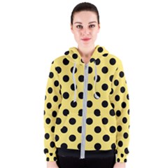 Polka Dots - Black On Blonde Yellow Women s Zipper Hoodie