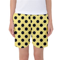 Polka Dots - Black On Blonde Yellow Women s Basketball Shorts by FashionBoulevard