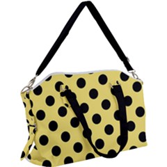 Polka Dots - Black On Blonde Yellow Canvas Crossbody Bag by FashionBoulevard