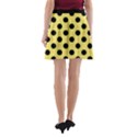 Polka Dots - Black On Blonde Yellow A-Line Pocket Skirt View2