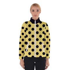 Polka Dots - Black On Blonde Yellow Winter Jacket by FashionBoulevard