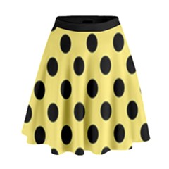 Polka Dots - Black On Blonde Yellow High Waist Skirt by FashionBoulevard