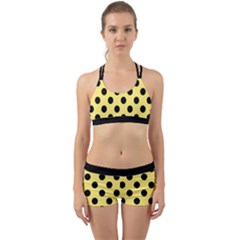 Polka Dots - Black On Blonde Yellow Back Web Gym Set by FashionBoulevard