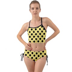 Polka Dots - Black On Blonde Yellow Mini Tank Bikini Set by FashionBoulevard