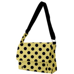 Polka Dots - Black On Blonde Yellow Full Print Messenger Bag (l) by FashionBoulevard