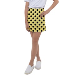 Polka Dots - Black On Blonde Yellow Kids  Tennis Skirt by FashionBoulevard