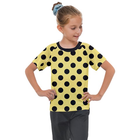 Polka Dots - Black On Blonde Yellow Kids  Mesh Piece Tee by FashionBoulevard