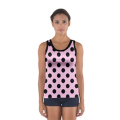 Polka Dots - Black On Blush Pink Sport Tank Top  by FashionBoulevard