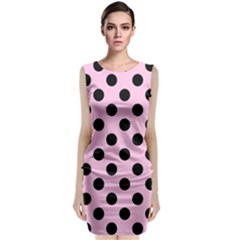 Polka Dots - Black On Blush Pink Classic Sleeveless Midi Dress by FashionBoulevard