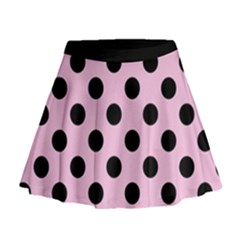 Polka Dots - Black On Blush Pink Mini Flare Skirt by FashionBoulevard