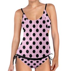 Polka Dots - Black On Blush Pink Tankini Set by FashionBoulevard