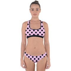 Polka Dots - Black On Blush Pink Cross Back Hipster Bikini Set by FashionBoulevard