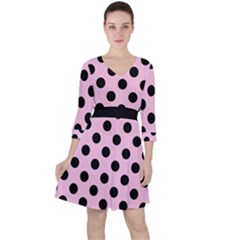 Polka Dots - Black On Blush Pink Ruffle Dress by FashionBoulevard