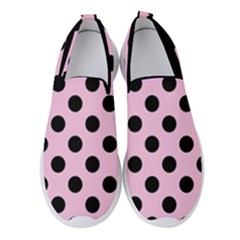 Polka Dots - Black On Blush Pink Women s Slip On Sneakers by FashionBoulevard