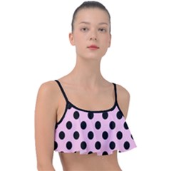 Polka Dots - Black On Blush Pink Frill Bikini Top by FashionBoulevard