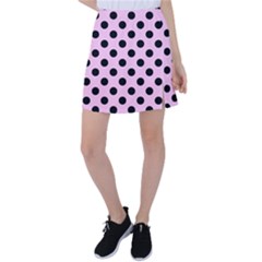 Polka Dots - Black On Blush Pink Tennis Skirt