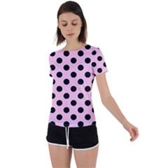 Polka Dots - Black On Blush Pink Back Circle Cutout Sports Tee