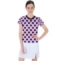 Polka Dots - Black On Blush Pink Women s Sports Top View1