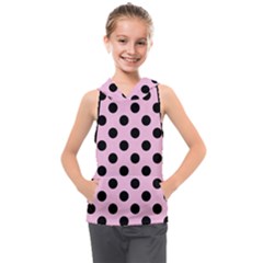 Polka Dots - Black On Blush Pink Kids  Sleeveless Hoodie by FashionBoulevard