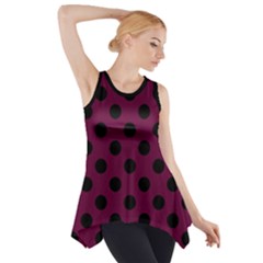 Polka Dots - Black On Boysenberry Purple Side Drop Tank Tunic by FashionBoulevard