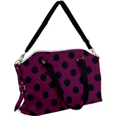 Polka Dots - Black On Boysenberry Purple Canvas Crossbody Bag by FashionBoulevard