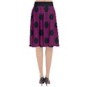 Polka Dots - Black On Boysenberry Purple Flared Midi Skirt View2