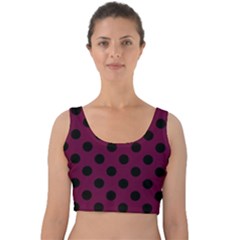 Polka Dots - Black On Boysenberry Purple Velvet Crop Top by FashionBoulevard