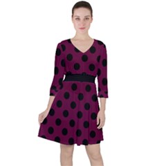 Polka Dots - Black On Boysenberry Purple Ruffle Dress by FashionBoulevard