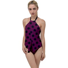 Polka Dots - Black On Boysenberry Purple Go With The Flow One Piece Swimsuit by FashionBoulevard