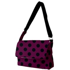 Polka Dots - Black On Boysenberry Purple Full Print Messenger Bag (s) by FashionBoulevard